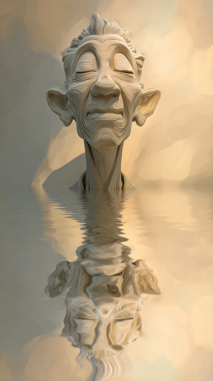 Calm reflective water with soft light in minimalist style