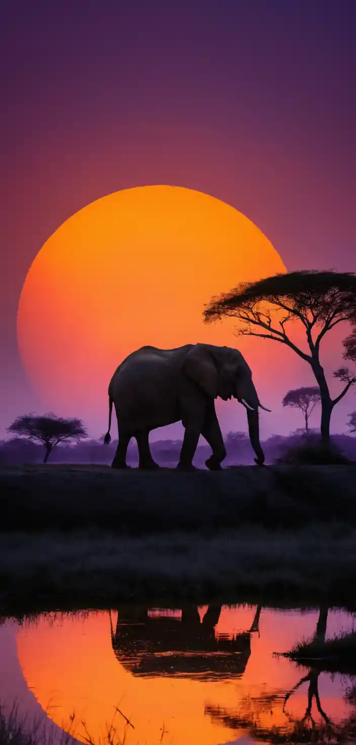 Close up of African elephants at sunset on the savannah