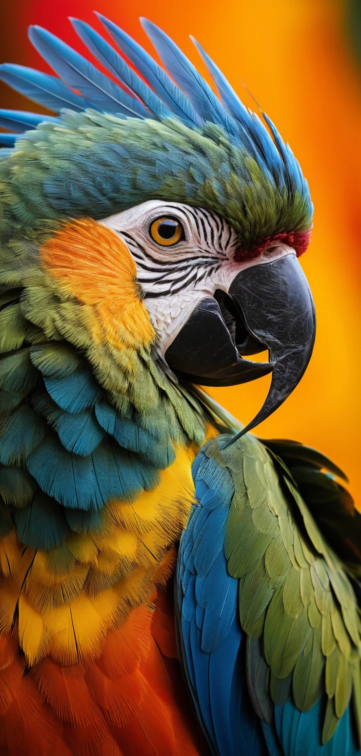 Close up of a colorful parrot under dramatic studio lighting