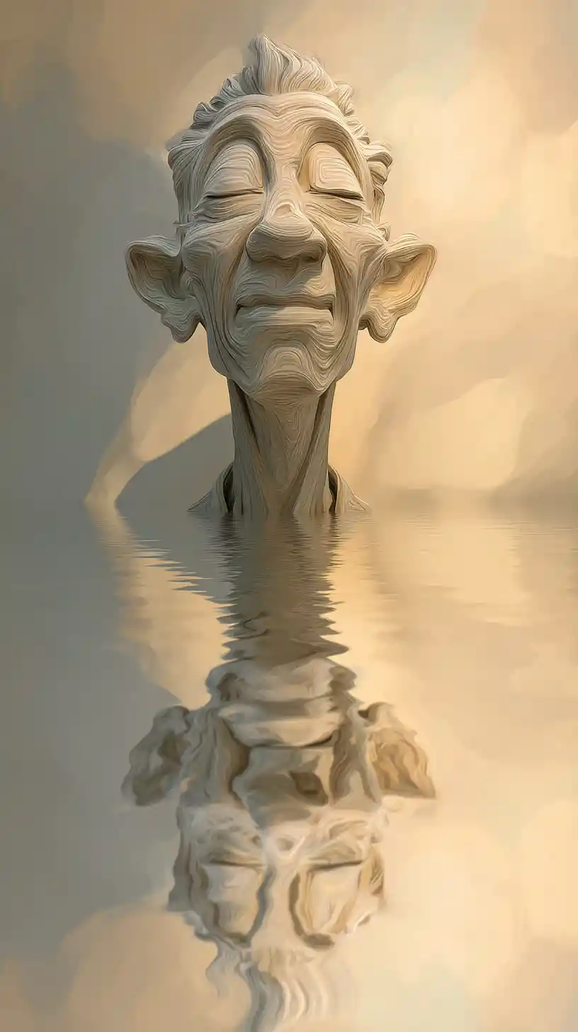 Calm reflective water with soft light in minimalist style