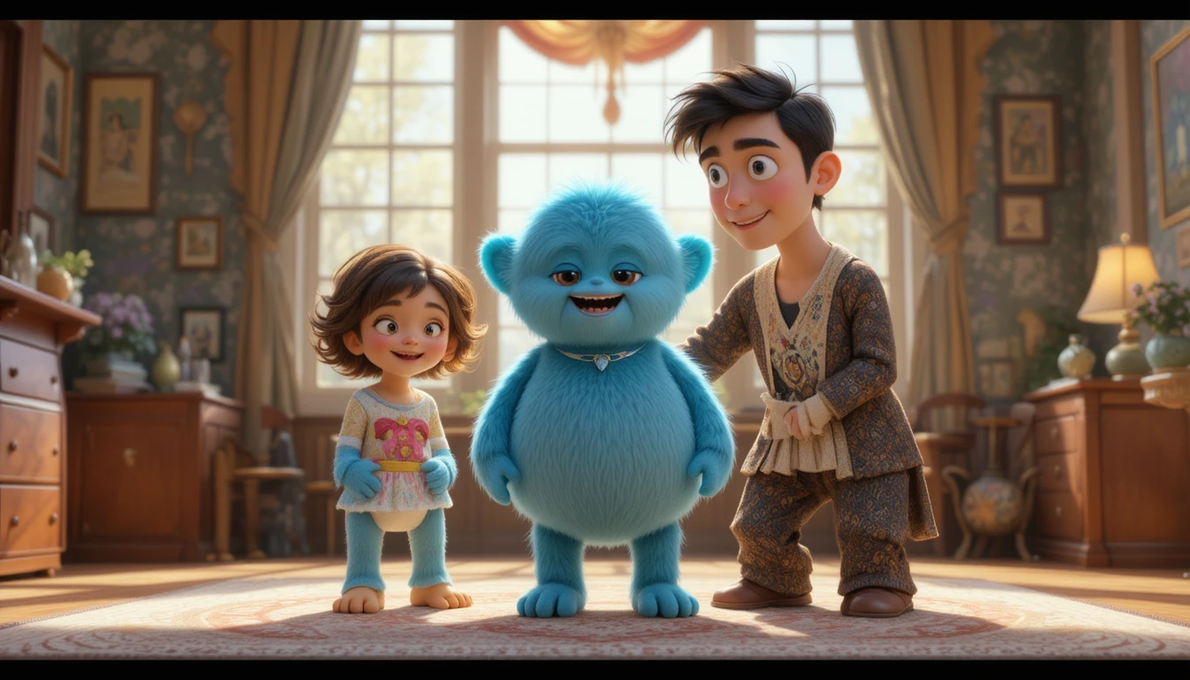 Vila rural indiana tranquila ao nascer do sol em estilo Pixar