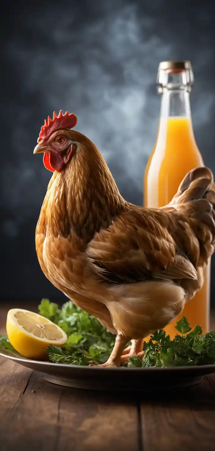 Dramatische Nahaufnahme von goldbraunem Brathähnchen mit Bokeh-Hintergrund