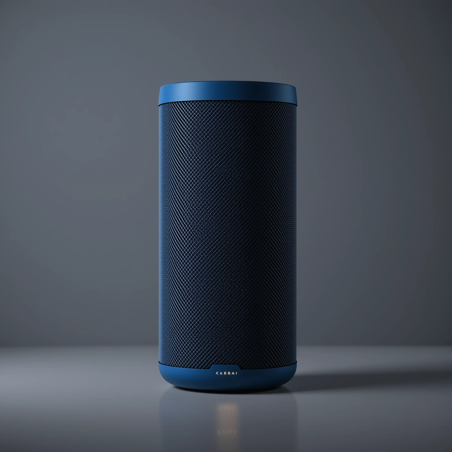 Altoparlante wireless blu su sfondo neutro da studio