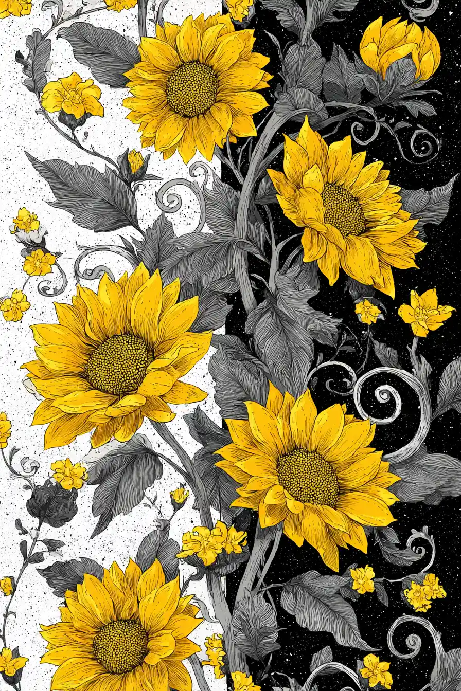 Illustrazione floreale verticale di girasole su sfondo sfumato