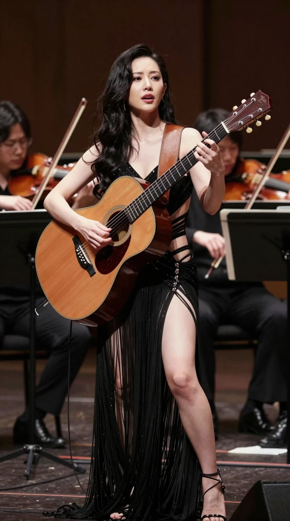 Japanische Gitarrensolistin mit Kammerorchester