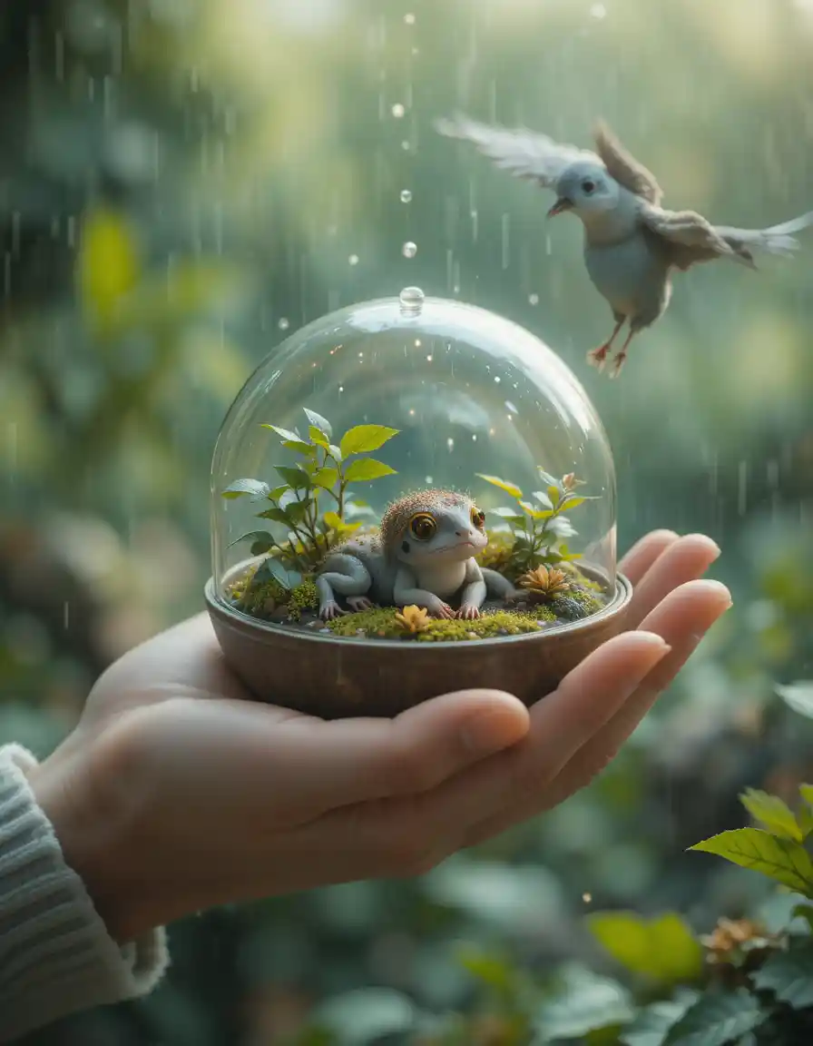 Monde miniature niché dans un discret objet du quotidien