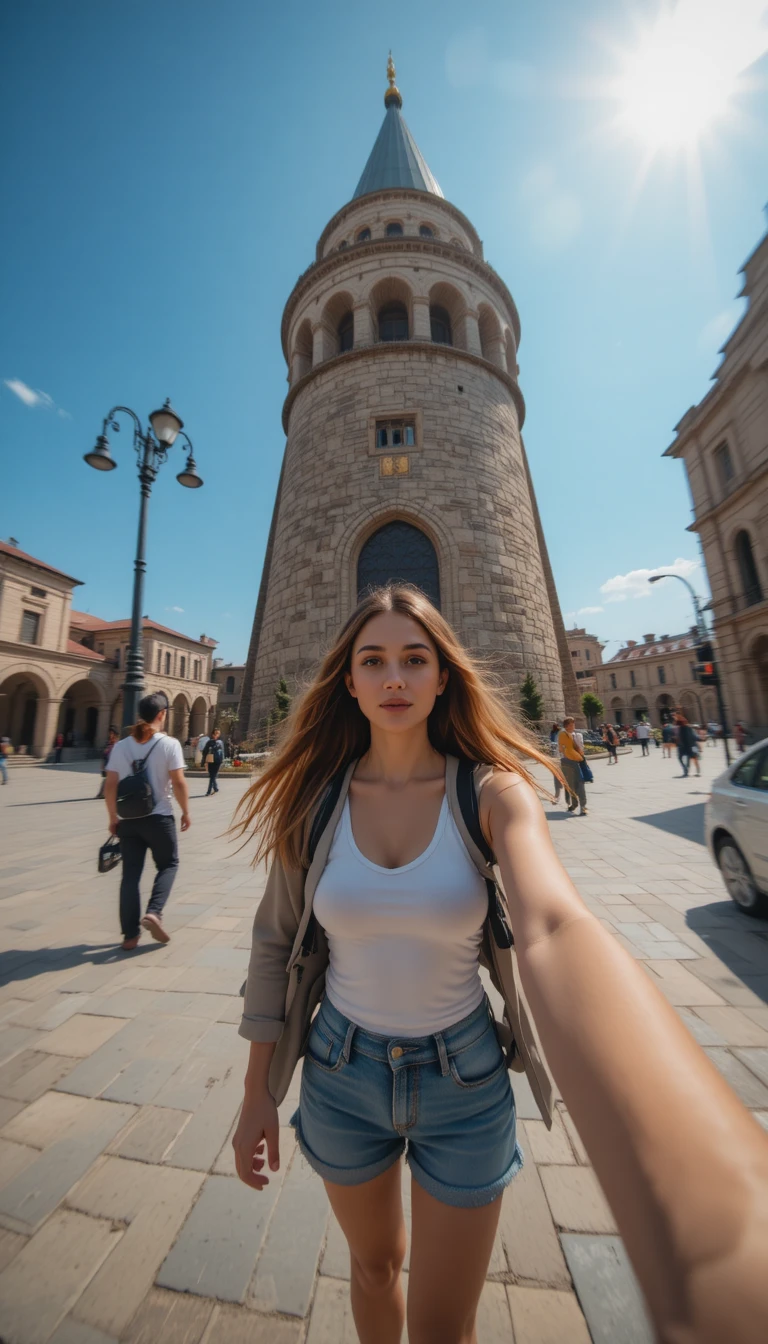 First-Person-Travel-Vlog-Szene in einer aserbaidschanischen Stadt