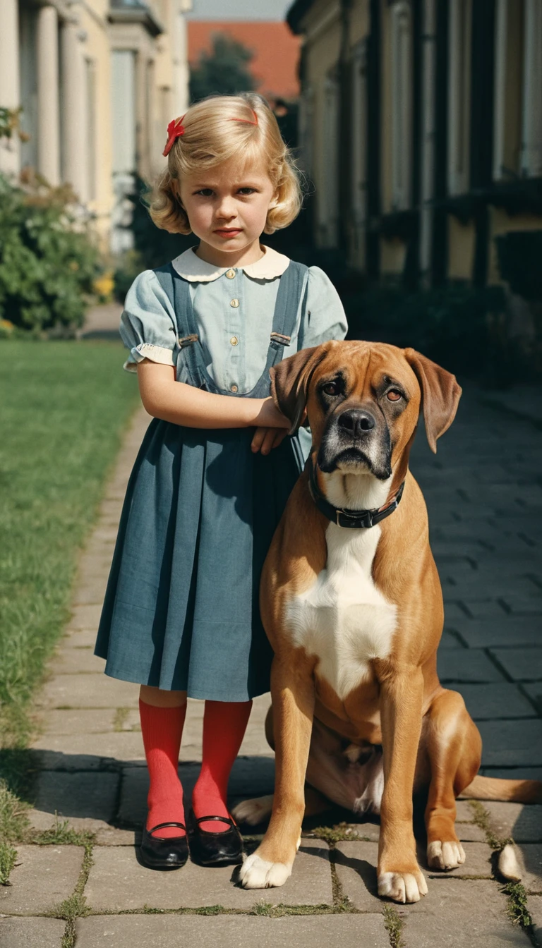 Young girl and boxer dog sharing a quiet window moment