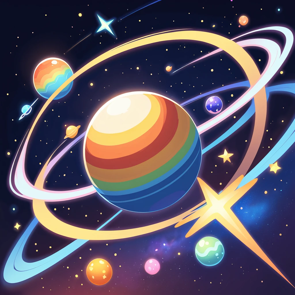 Esfera arco-íris brilhante flutuando no espaço sideral profundo