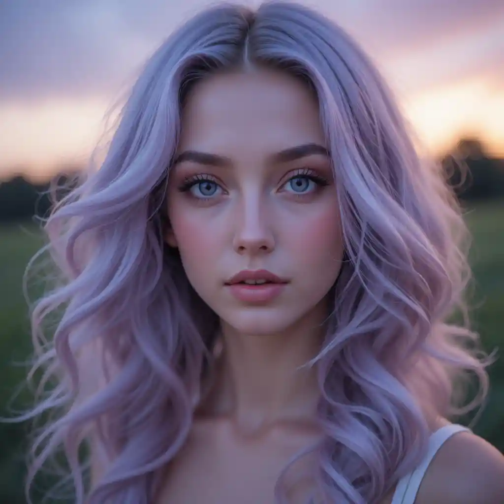 Retrato en primer plano onírico de una chica de ojos azules