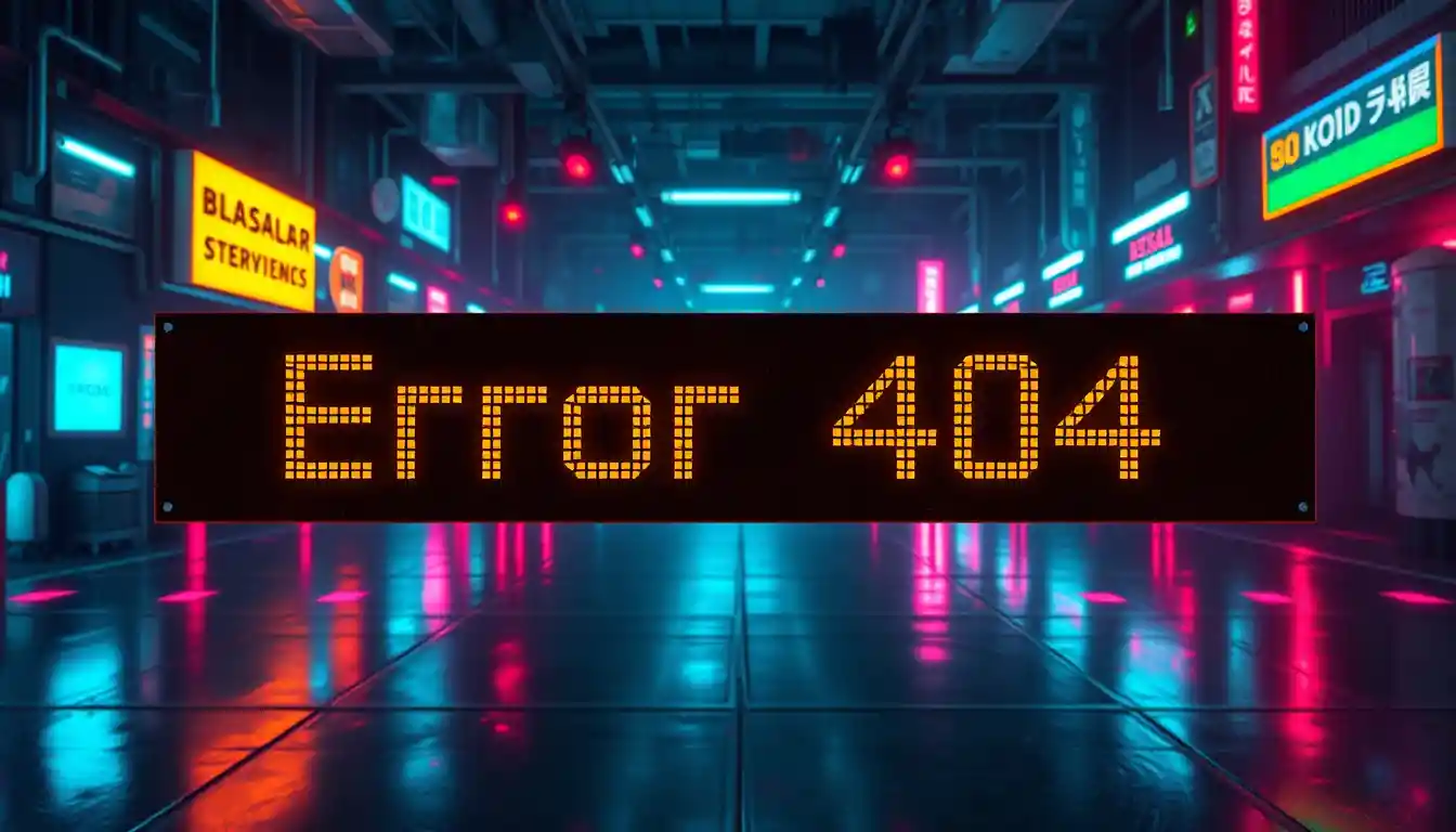 빛나는 Error 404 텍스트 디자인의 사이버펑크 배너