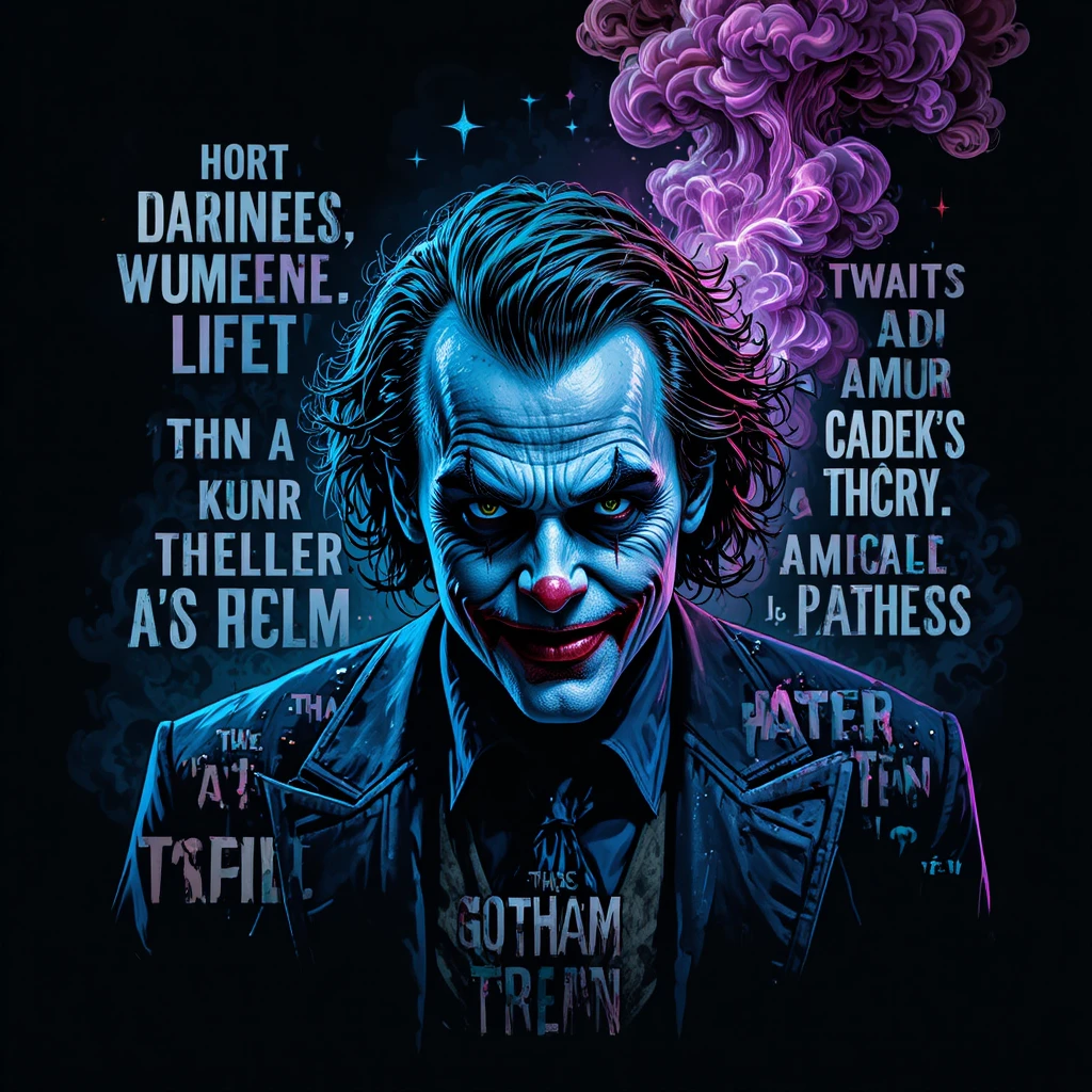 Ominous clown figure on Gotham city street at night