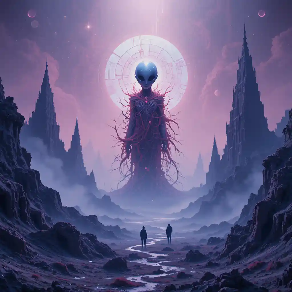 超現實宇宙景觀，隱約外星氣息與刻意瑕疵