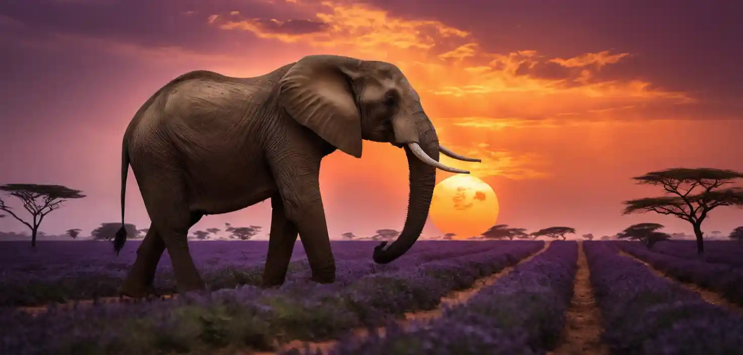Close up African elephant skin at sunset on savanna