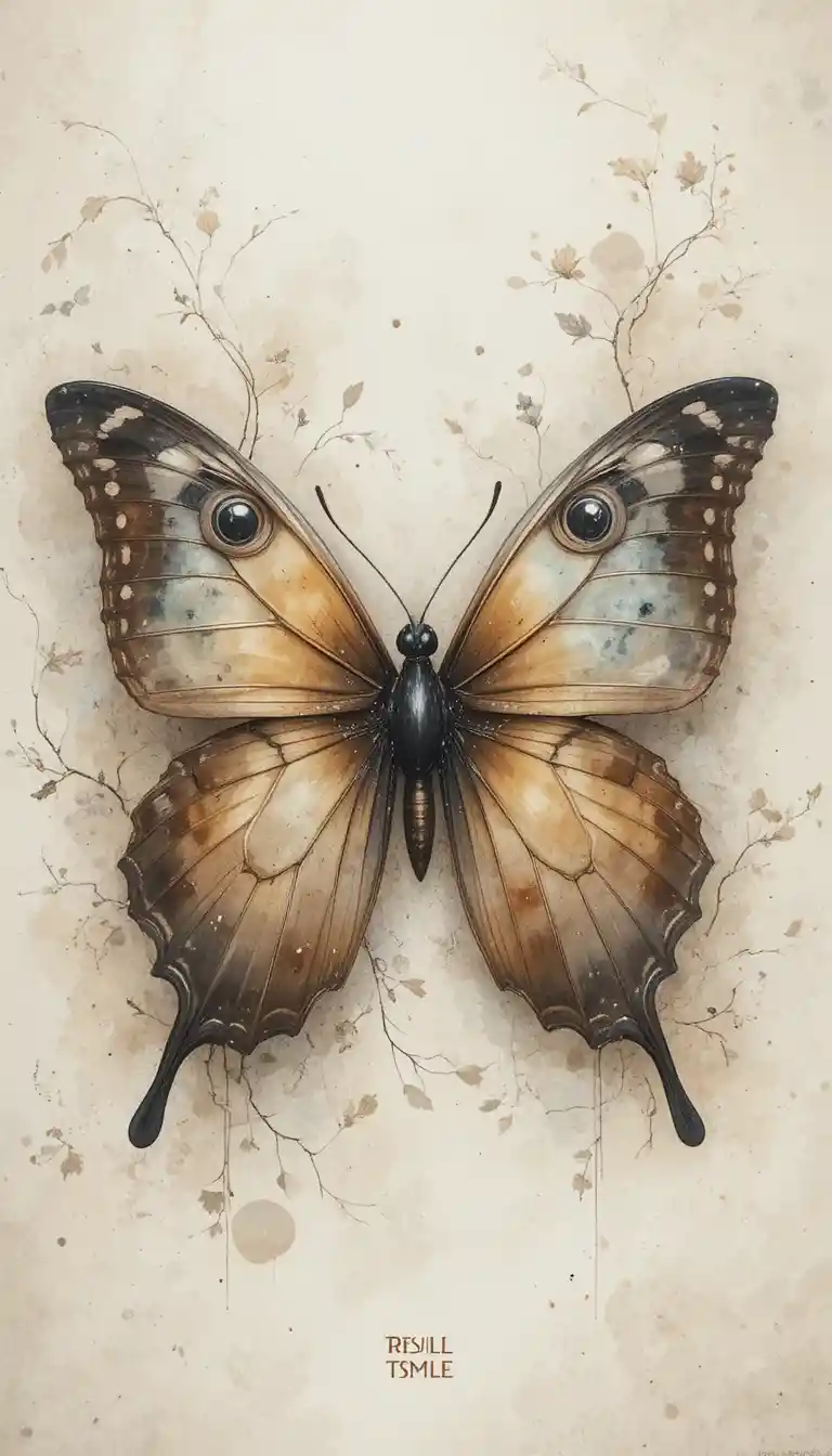 Papillon Aquarelle Serein au Doux Sourire et aux Yeux Tendres