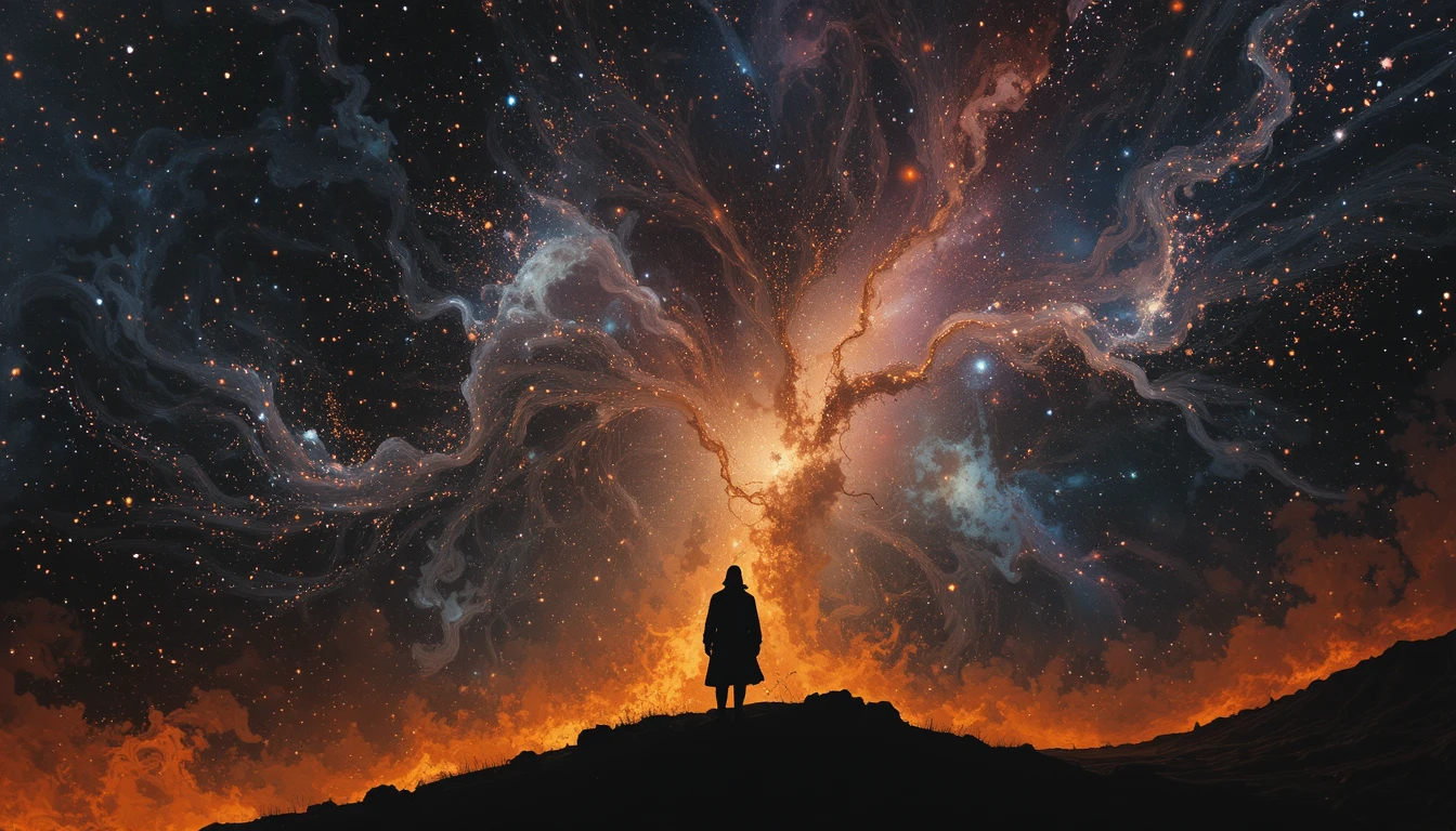 Velvety black cosmos filled with distant stars and color