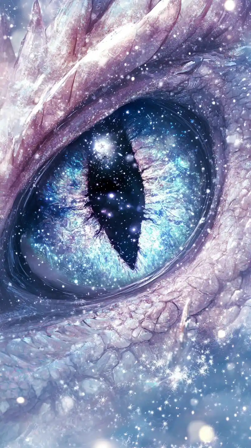 Close up celestial dragon eye in a winter cosmos