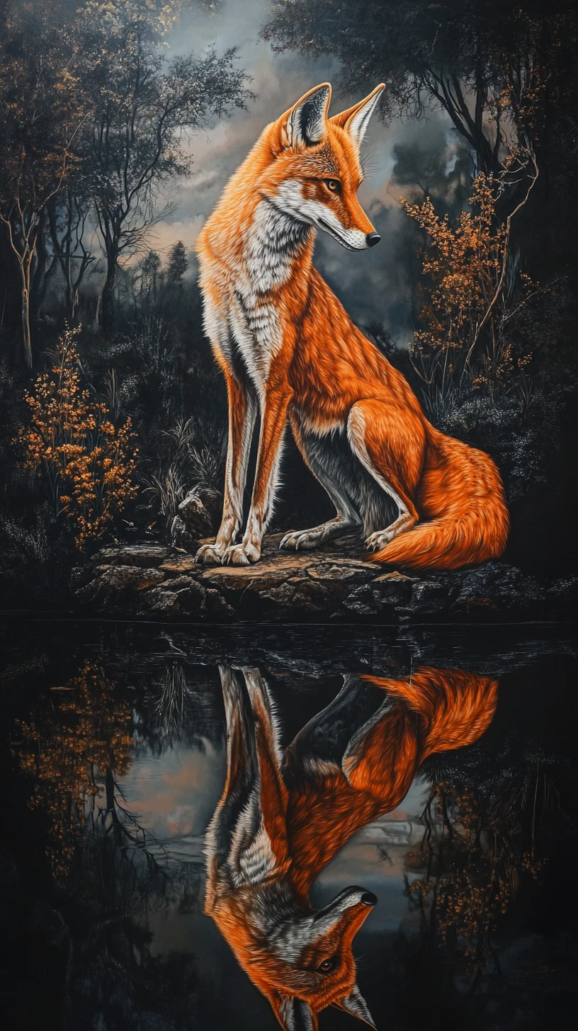 Ilusão surreal de um lobo-guará em uma cena enganosa