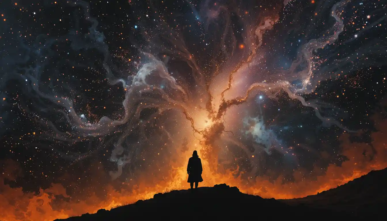遠くの星々と色彩に満ちたビロードのような黒い宇宙