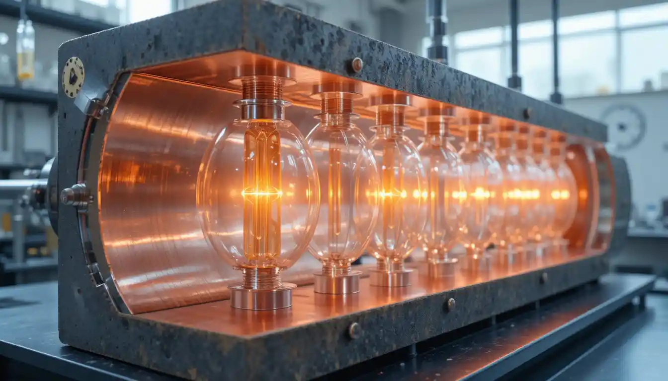Vista em corte de ressonadores de Helmholtz especializados em um laboratório