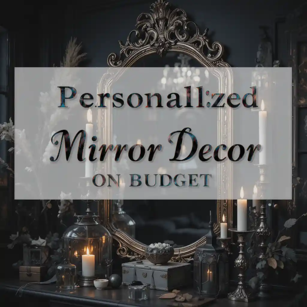 Décoration de miroir vintage sombre avec bougies et texte superposé