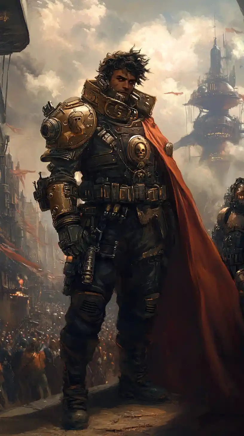 Steampunk-Fantasy-Krieger in kunstvoller Rüstung