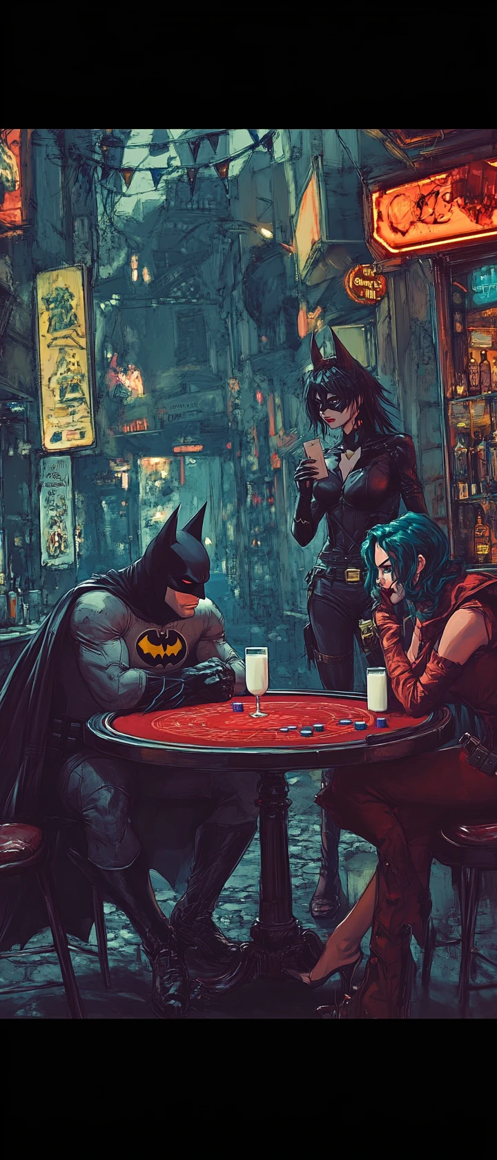 Anime-Pokerduell zwischen maskiertem Helden und Bösewicht