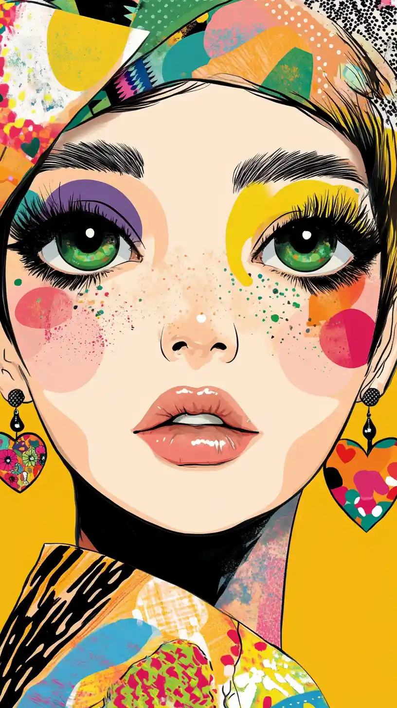 Retrato pop art colorido de una joven alegre