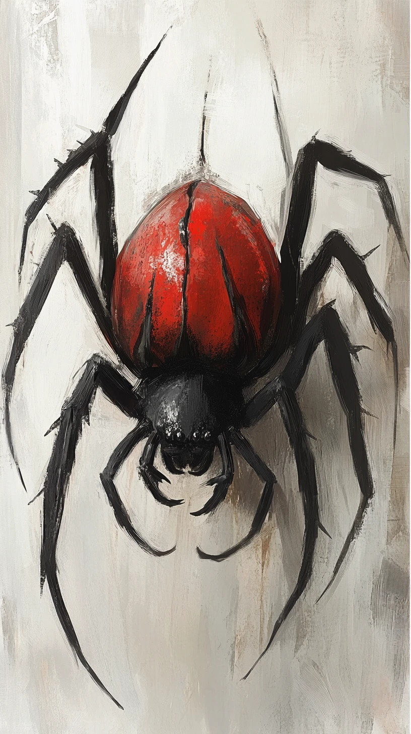 Unheilvolle spinnenartige Insekten mit rot-schwarzem, rundem Körper