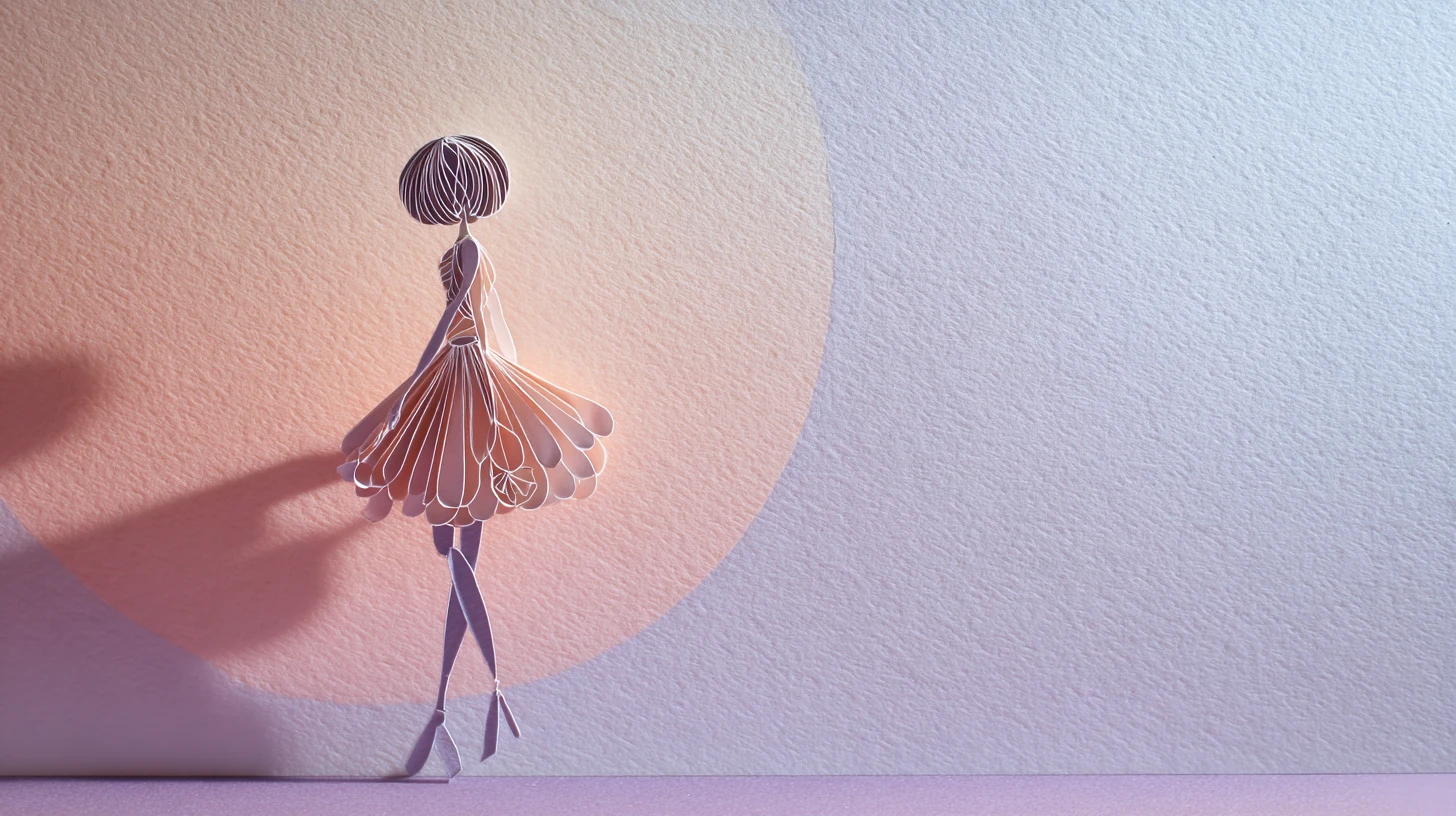 Elegant paper cutout girl on soft pastel background