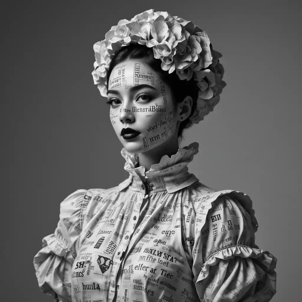 Black and white portrait of an elegant melancholic woman