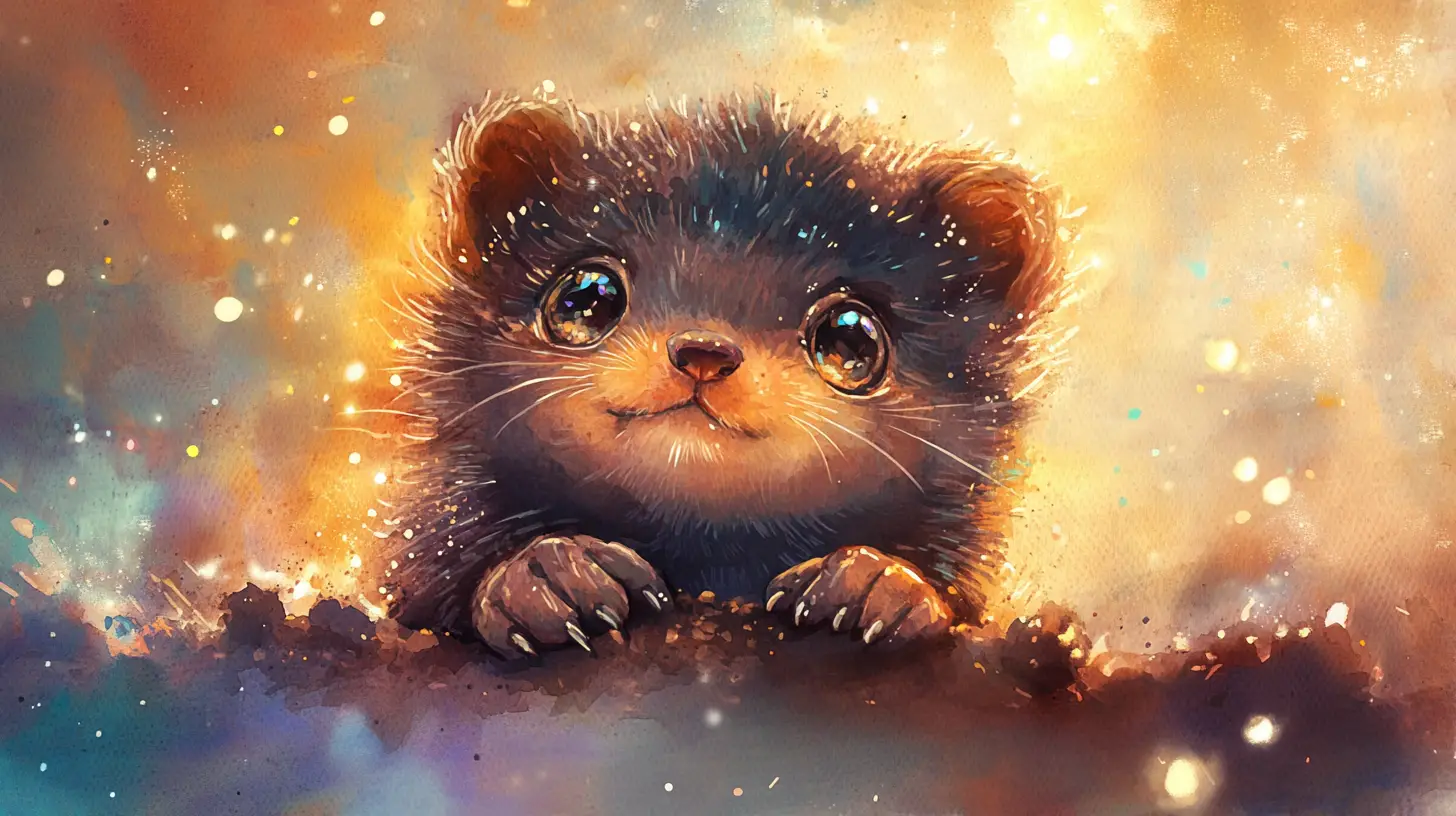 Ilustração de filhote de toupeira fofo com olhos grandes e brilhantes