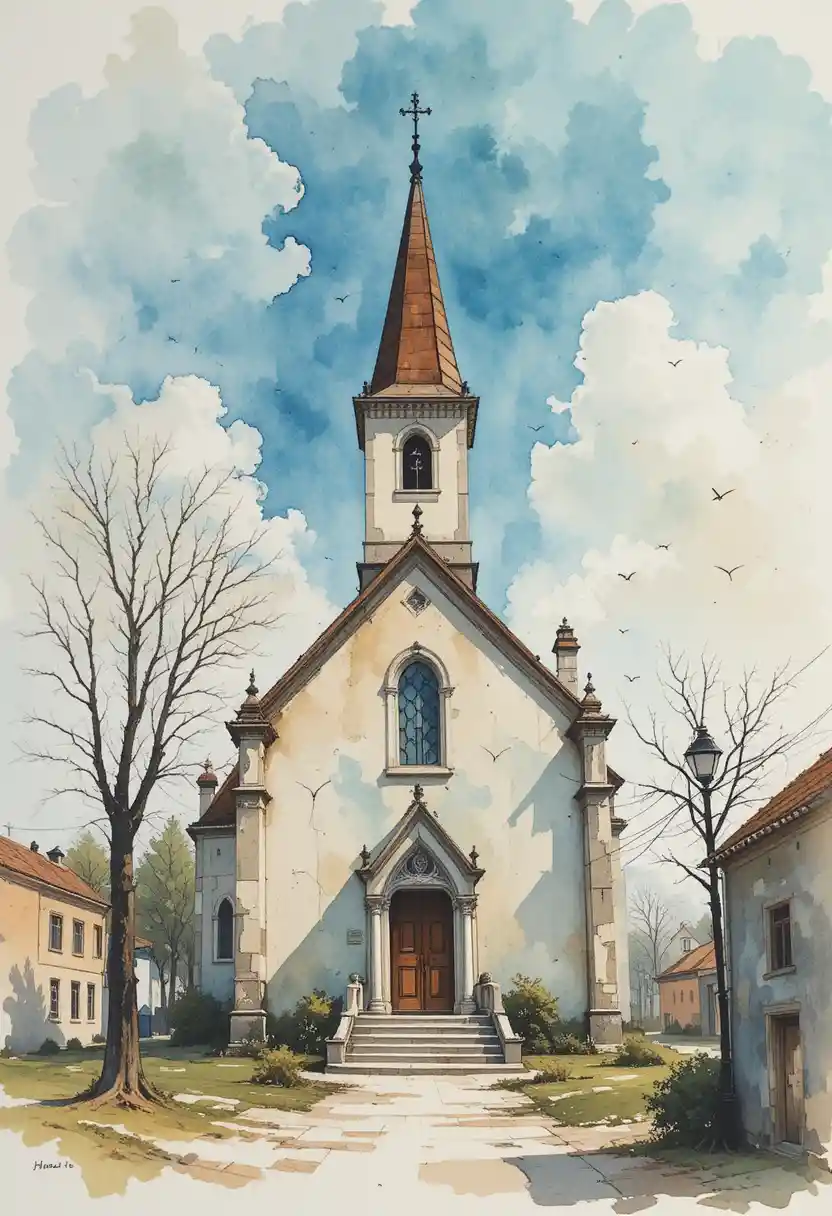 Chiesa solitaria e silenziosa in una città deserta