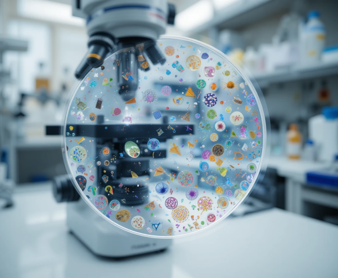 Mikroskopobjektträger mit biologischen Proben in einem sauberen Laboraufbau