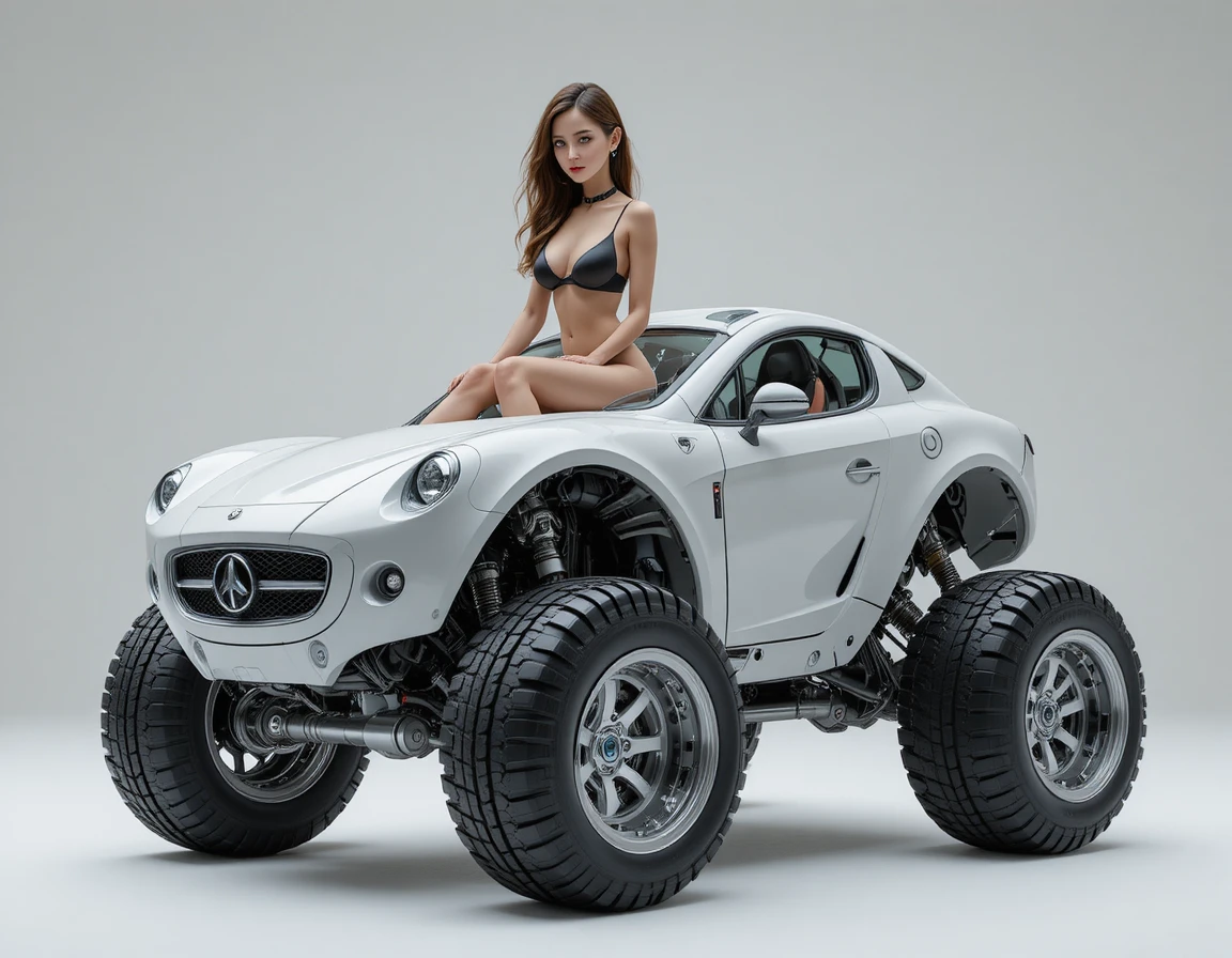 Futuristic hybrid vehicle combining car and robotic elements