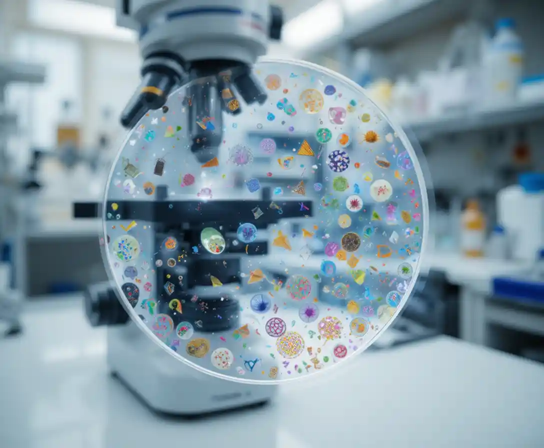 Mikroskopobjektträger mit biologischen Proben in einem sauberen Laboraufbau