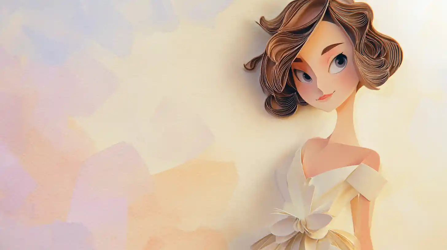 Elegant paper cutout girl on soft pastel background