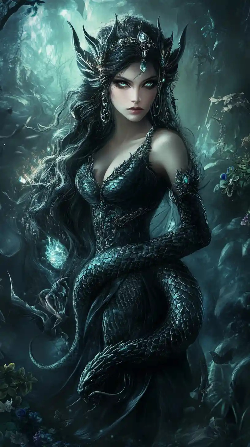 Mythical lamia with serpent body from Greek legend