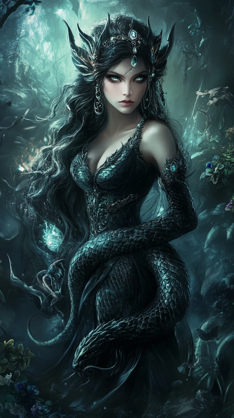 Mythical lamia with serpent body from Greek legend