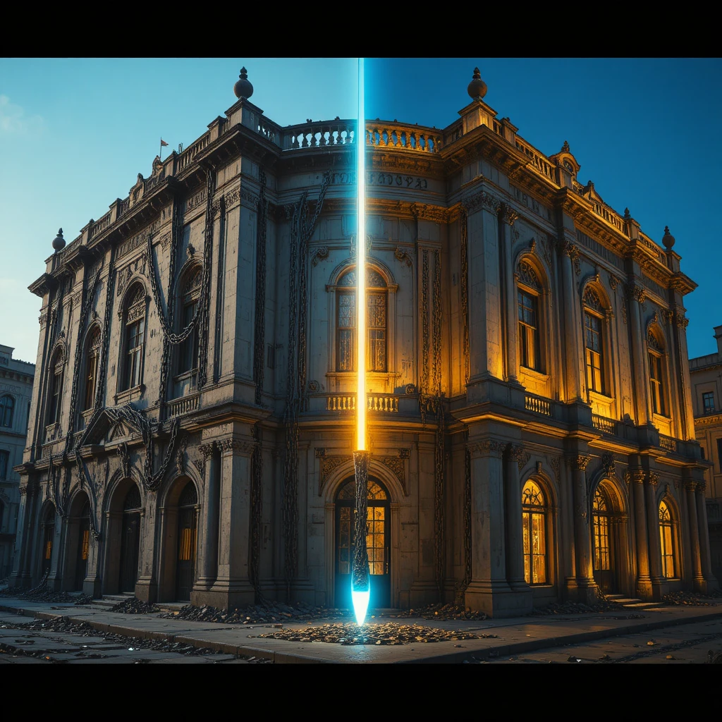 Historic Cairo building split between decay and restoration