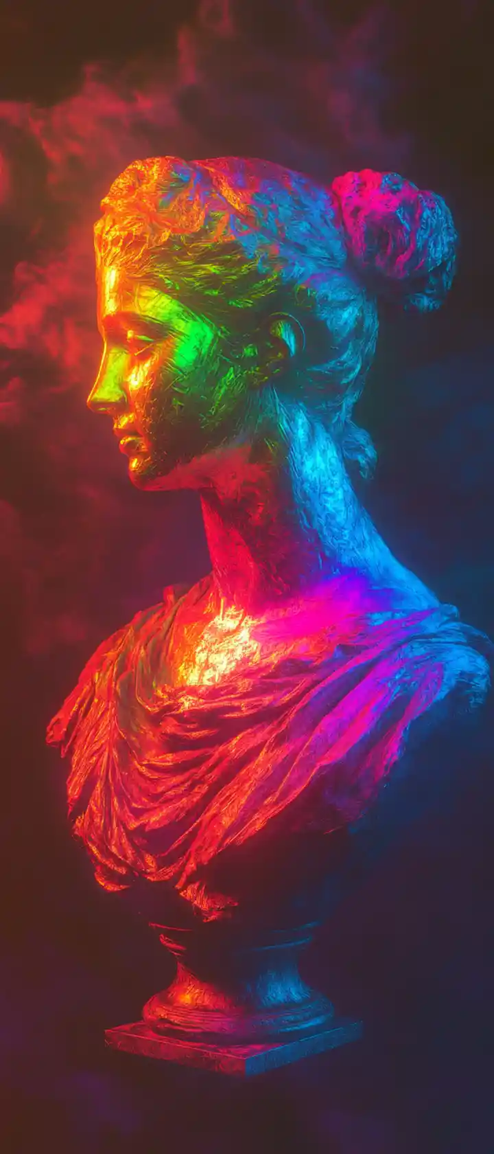 Surreal Roman Goddess Sculpture In Radiant Profile Glow