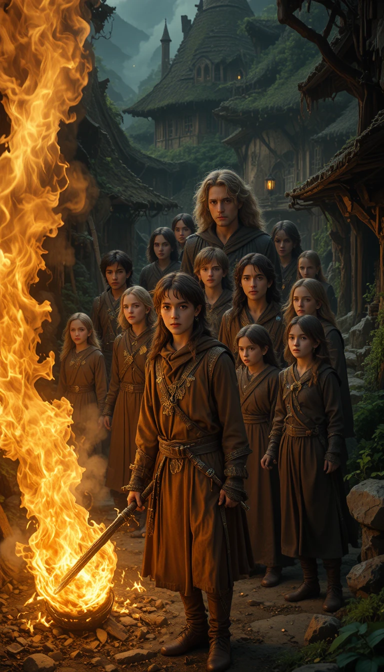 Eroe Hobbit guida i compagni attraverso la Terra di Mezzo