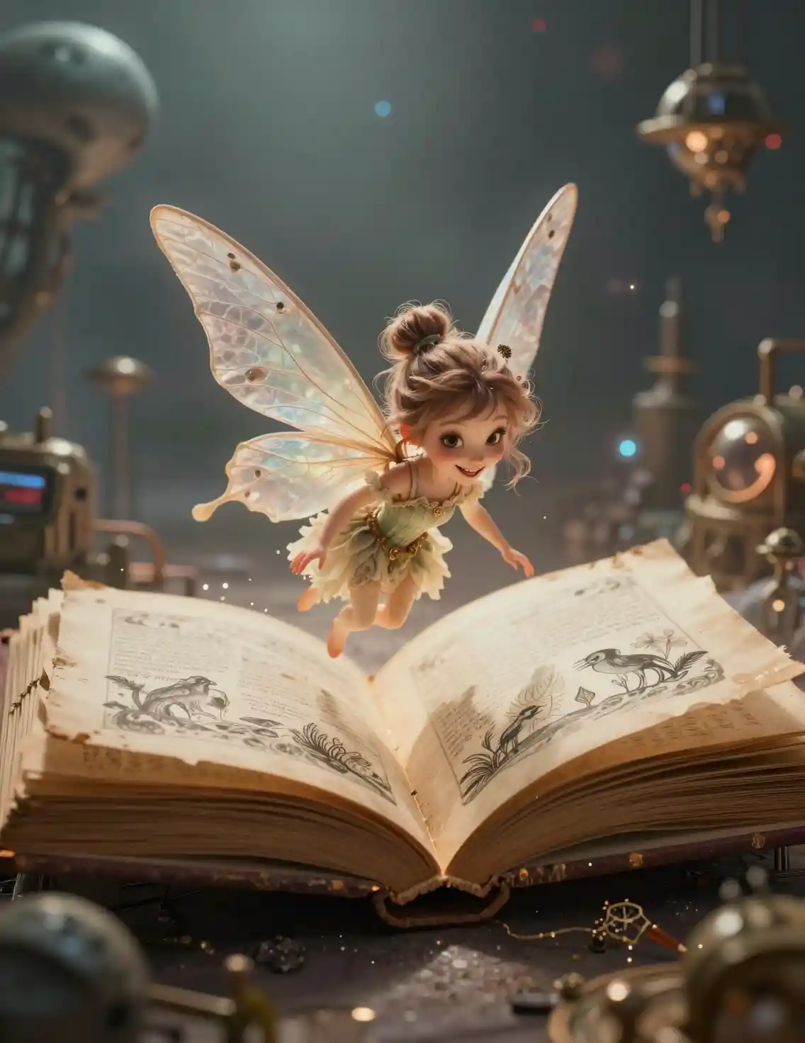 Whimsical Fairy Rising From Vintage Pop Up Storybook