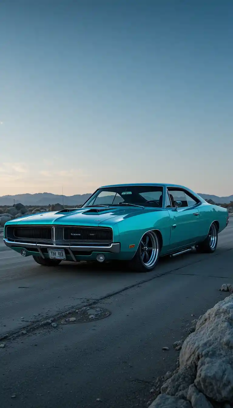 Blau-grünes Muscle-Car von 1969 mit Widebody-Umbau
