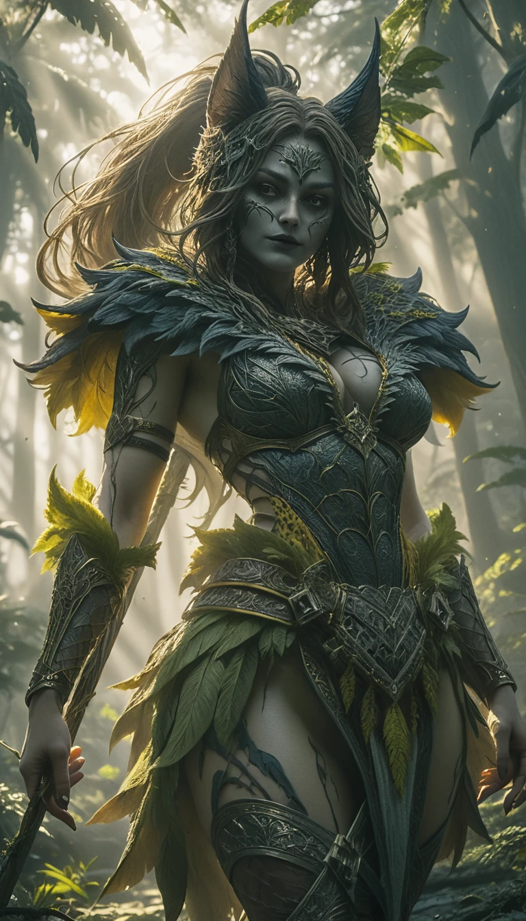 Cinematic full figure woman in a dark gothic fantasy scene