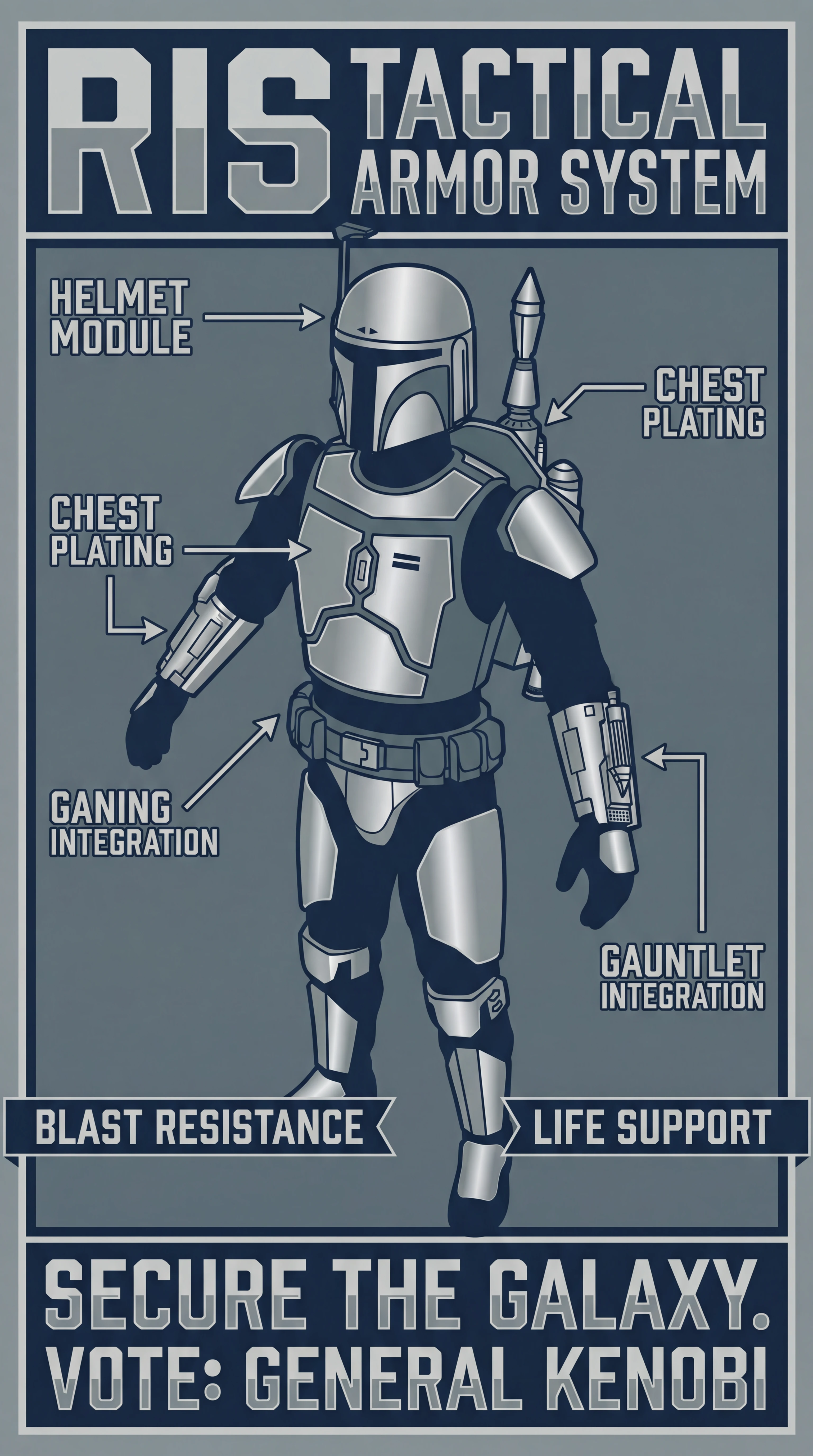 Technische Diagrammstudie futuristischer Sci-Fi-Körperrüstung