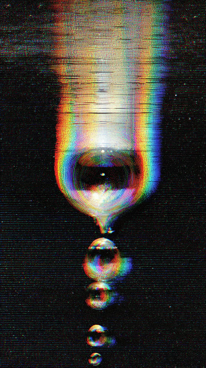 冰封 Vaporwave 霓虹光中的 Glitchcore 幾何圖形