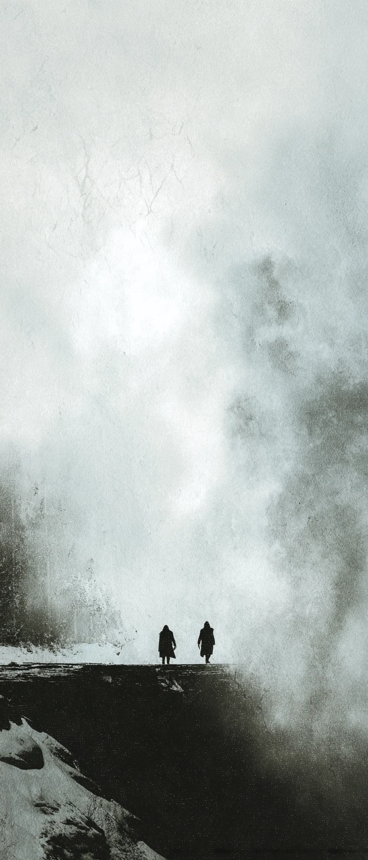 Glitchcore-Winterfestung mit Rittern und eisigen Wanderern