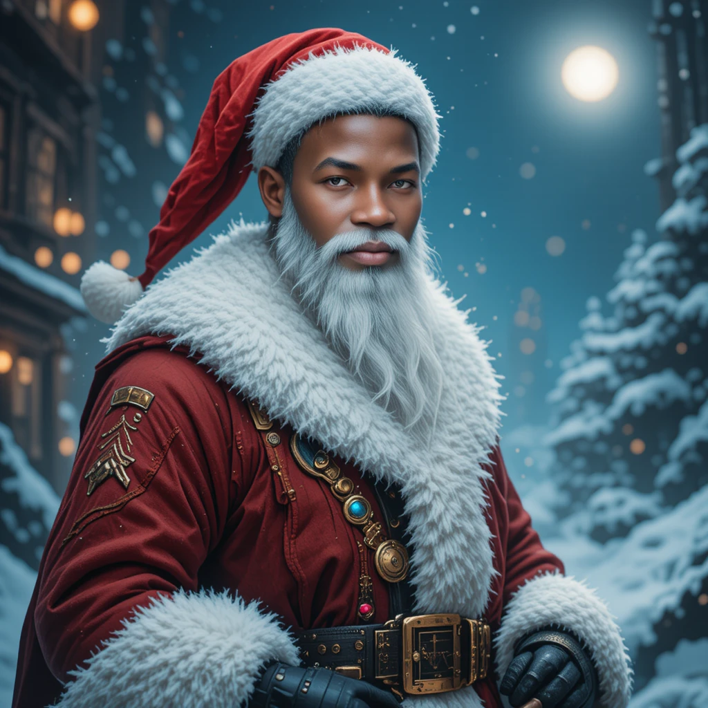 Papai Noel em estilo cyberpunk em um universo paralelo