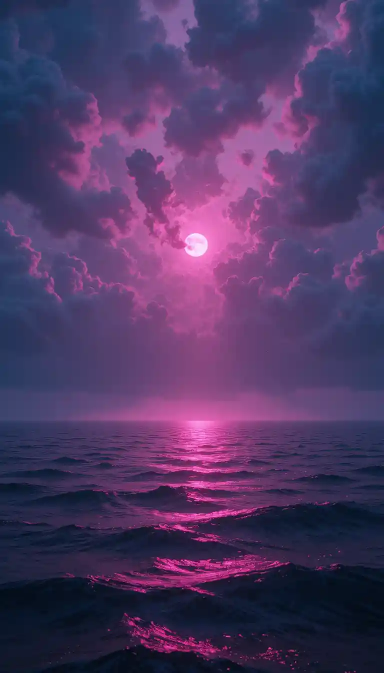 神秘的な光に包まれた静かな海景